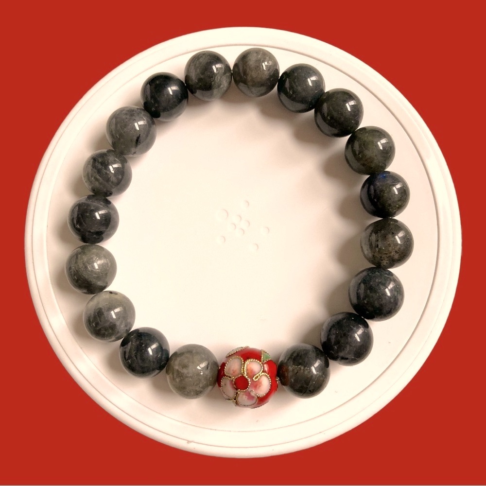 Labradorite Cloisonné Bead Bracelet